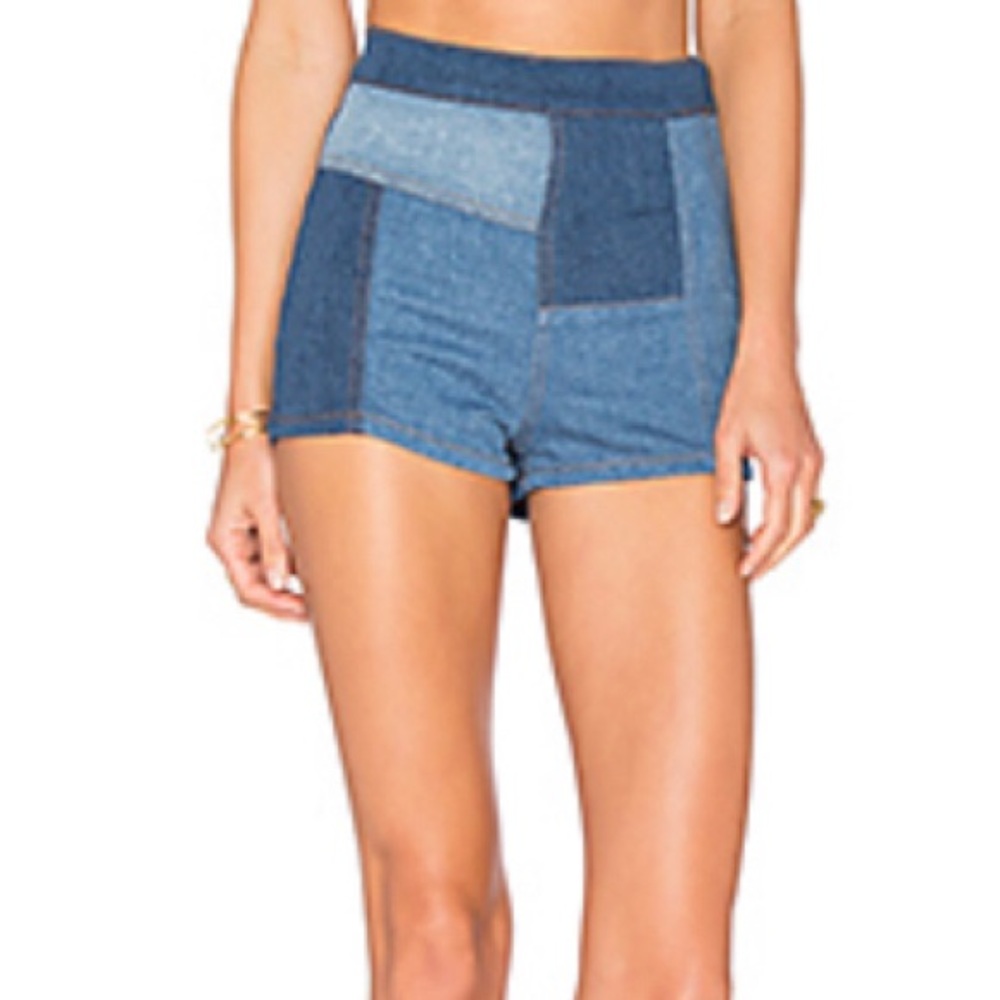 Free people high waisted patchwork shorts